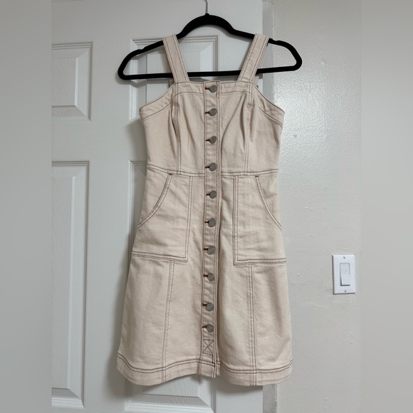 SO Dresses & Skirts - Cream Button-Down Denim Dress